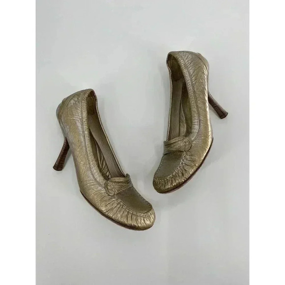 MATERIA PRIMA G. FANTINI Womens Pumps sz 39 Italy 9 Gold Silver Leather heels - Picture 2 of 7